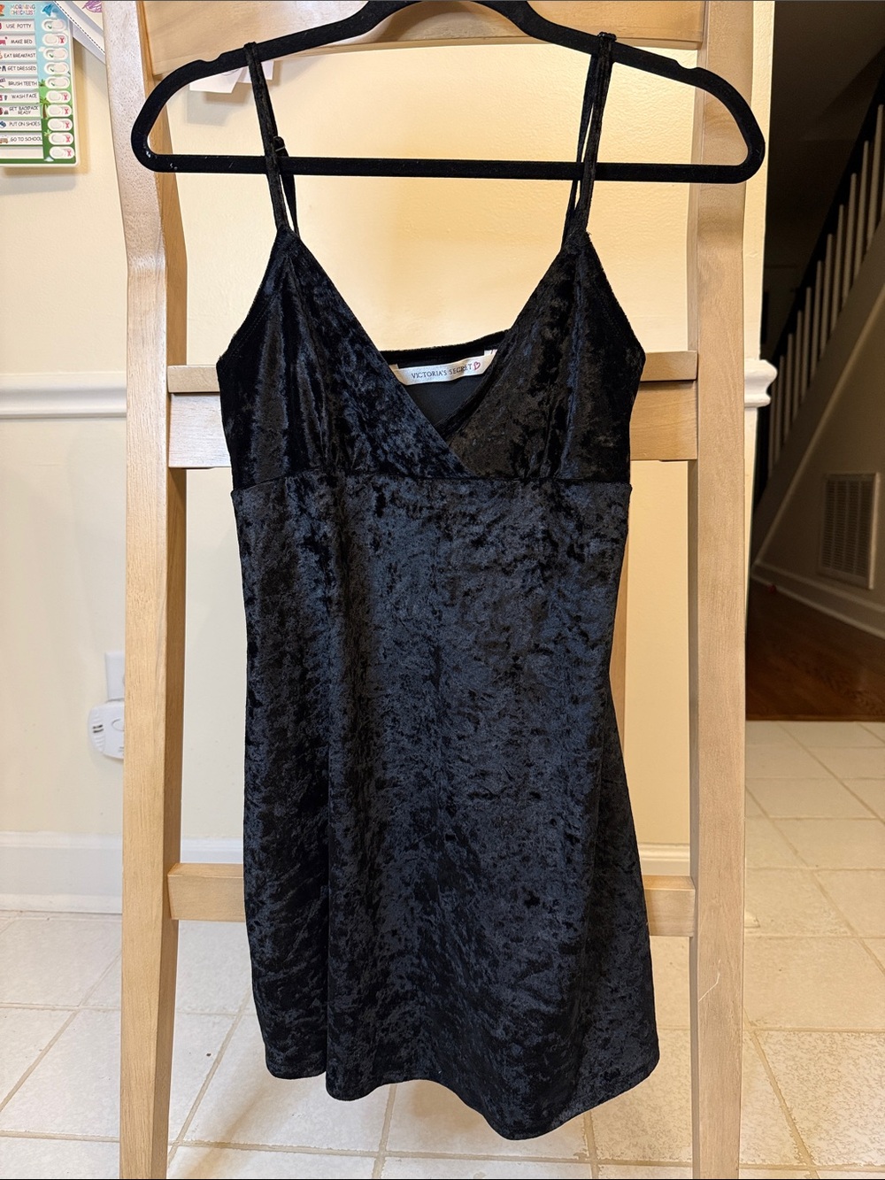90s vintage Victoria's Secret Black Crushed Velvet Slip